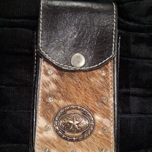 Black and Brown Leather Phone Cases with Stitched Detailing